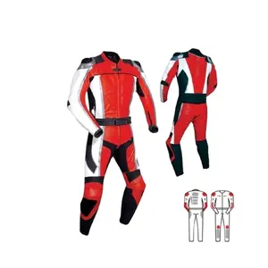 New Motorbike Racing Suit Motorcycle Riding Real Leather Suit With complete Protections- Free shipping