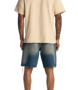 Nuevos shorts de mezclilla para hombre con efecto desgastado y lavado ácido, shorts de mezclilla personalizados 100% algodón, lisos, de peso pesado, con pedrería, a precio económico. - Product Image 2