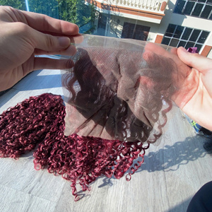 Pixie Curly Burgundy Curly Transparent Lace Vietnamese Hair Human Hair Natural Hair Direct Factory Price Wholesales Price - Product Image 3