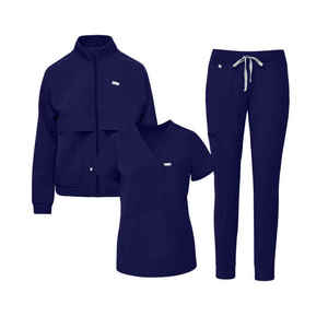 Uniformes médicos uniformes médicos personalizados Hospital Scrub O-cuello cremallera enfermeras uniformes conjuntos para mujeres con logotipo personalizado - Product Image 4