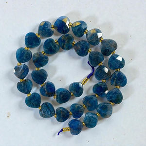 Cuentas de Piedra de Apatita Azul Natural de Alta Calidad con Forma de Corazón Facetado para la Fabricación de Joyas - Product Image 1