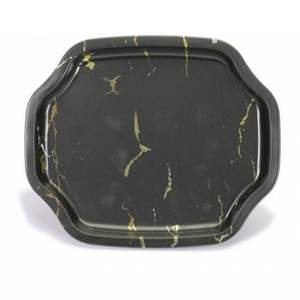 Plateau rectangulaire en métal de 160x350mm Plateau de service décoratif élégant en bois d'acacia de style moderne avec marbre naturel noir - Product Image 1