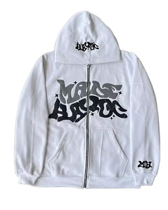 Sudadera con capucha de felpa con cremallera de alta calidad de fabricante personalizado al por mayor, Sudadera de punto unisex de talla grande con estampado de hojaldre - Product Image 5