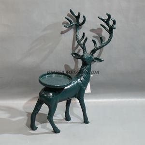 Escultura de Reno navideño hecha a mano personalizada con brillo metálico suave y astas detalladas para acentos festivos para el hogar - Product Image 4