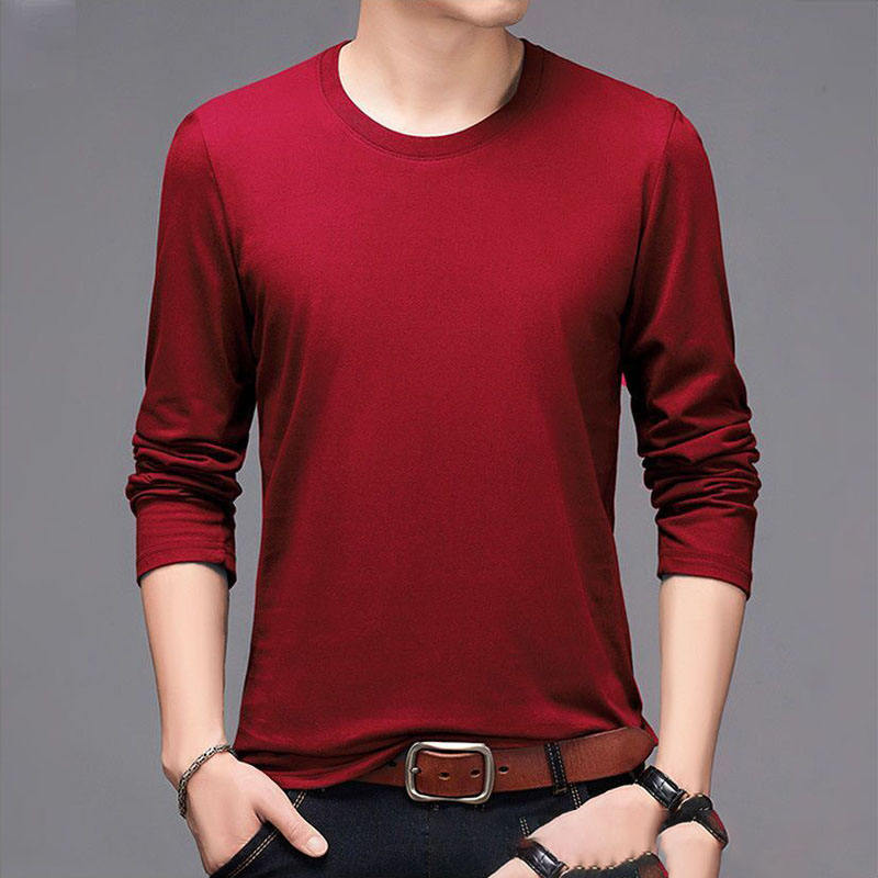 [Single piece] Long sleeve pure - pure wine red