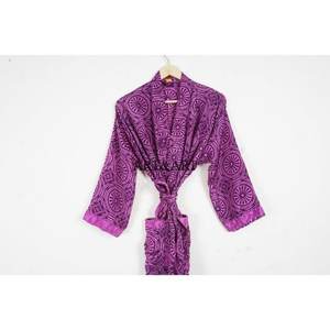 Robe de chambre en soie mélangée de style funky élégant de haute qualité, patchwork paisley, satin doux, vêtements de nuit printemps été - Product Image 2