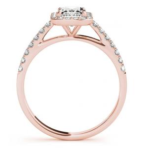 18K Rose Gold <b>Diamond</b> Halo Emerald-Cut Bridal Set 1.00ct <b>Diamond</b> <b>Ring</b> - Product Image 1