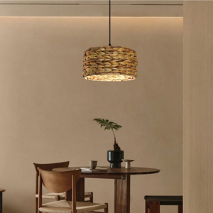 Round Water Hyacinth Lampshade - Handwoven Natural <b>Light</b> <b>Cover</b> for Boho Interiors Handcrafted Dome Pendant - Product Image 4