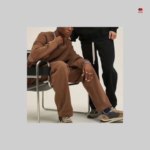 Sweat-shirts et pulls à capuche amples pour hommes, sweat-shirt surdimensionné en coton mélangé, col rond, gris, sweat-shirt court - Product Image 6