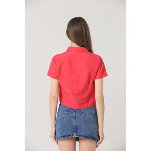 Blusa de Algodón con Pliegues Delanteros para Mujer Topshow, Color Naranja, Blusa Informal de Manga Larga para Uso Diario - Product Image 5