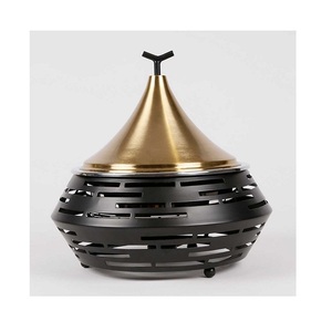 Juego de platos para servir con calentador de alimentos de metal de dos platos para servir alimentos de forma redonda de diferentes tamaños para uso de vajilla - Product Image 6