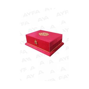 289 RED <b>Wooden</b> & Bamboo <b>Chest</b> with Velvet Cover 616 Pages Quran <b>Storage</b> for Wedding Dowry or Gift-Orta Boy Size - Product Image 2