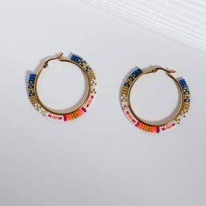 Pendientes de anillo de declaración de cuentas de semillas para ropa de fiesta para uso diario Pendientes elegantes con cuentas de diseño personalizado - Product Image 3