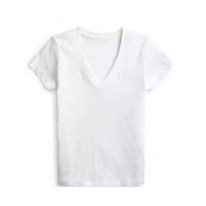 2025 venta al por mayor ropa deportiva casual en blanco cuello en V verano algodón poliéster mujeres camisetas aduana logotipo bordado impresión camisa - Product Image 2
