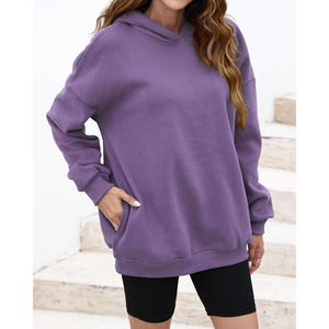 Venta al por mayor de sudaderas con capucha de las mujeres Casual Streetwear Drop Shoulder Figures Transpirable Eco-friendly Hoodies de punto para las mujeres - Product Image 6