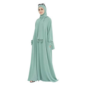 Femmes Robe musulmane Moyen-Orient Arabe Robe islamique modeste Abaya Hijab écharpe Flowy Maxi Robe dentelle manches Ramadan - Product Image 6