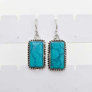 Boucles d'oreilles pendantes turquoise en argent sterling 92,5 plaqué pierre naturelle, fabrication artisanale de luxe, cadeau de mariage pour femme - Product Image 1