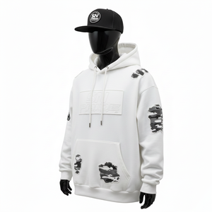 2025 High Quality Vintage Winter Streetwear <b>Hoodie</b> Men Custom Digital Eco-Friendly Heavyweight Cotton No String Patch <b>Hoodie</b> - Product Image 5