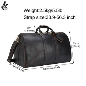 Sac de voyage en cuir véritable Crazy Horse à prix promotionnel, sac de voyage en cuir véritable - Product Image 2