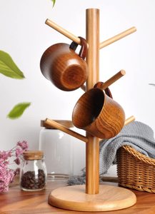 Ensemble de tasses en bois naturel faites à la main avec poignée, écologiques, en bois véritable, pour le thé, le café, les fêtes et la vente en gros - Product Image 6