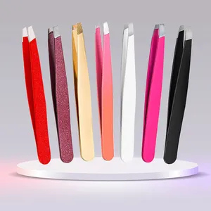 Wholesale professional eyebrow tweezers high quality custom logo and colors in tube packaging beauty tools by Bahasa pro