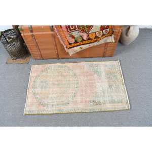 2x3.37 ft Vintage Turkish Rug, Small Rug, Green <b>Yellow</b> Patchwork <b>Wool</b> Rug - Product Image 3