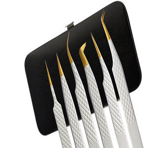 Custom Volume Stainless Steel Eyelash Extension <b>Applicator</b> Tweezers Pointed Tip Private <b>Label</b> for Eyebrow & Eyelash - Product Image 1