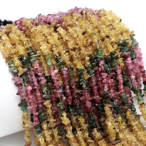 Cuentas de piedras preciosas sueltas con forma de pepita sin cortar multiturmalina Natural, cuentas de virutas de piedra de turmalina de 4-5mm para fabricación de joyas a granel - Product Image 3