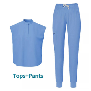 Uniforme médico Scrub Sets Mujeres Cordón Jogger Pantalones Ligero Azul - Product Image 1