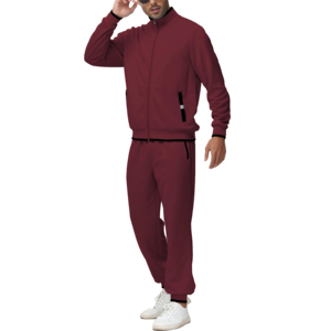 Survêtement à fermeture éclair pour hommes Veste à capuche respirante avec joggers assortis Ensemble d'entraînement de gymnastique Évacuation de l'humidité Vêtements de sport à séchage rapide - Product Image 2