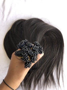 Qualité supérieure 26 ''# 1B Extensions de cheveux vierges Remy indiens droits de qualité supérieure donneur unique I pointe en gros meilleur fournisseur indien - Product Image 6