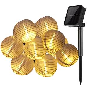 Lanterne Solaire Guirlande Lumineuse Foire avec Décoration de Lanterne <span class=keywords><strong>en</strong></span> <span class=keywords><strong>Tissu</strong></span> pour Noël Lanternes de Jardin Décorations de Mariage - Product Image 5