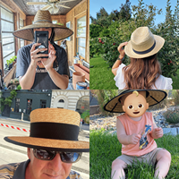 Chapeau de paille à large bord pour femmes et hommes, chapeau de soleil de plage, drapeau américain, protection UV, logo personnalisé, chapeau de pêche, de surf, chapeau panama