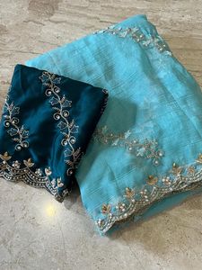 Sari de diseñador de seda crujiente suave y pesado para fiesta de boda Festival Ropa Étnica para mujeres con blusa elegante exclusiva más vendida - Product Image 4