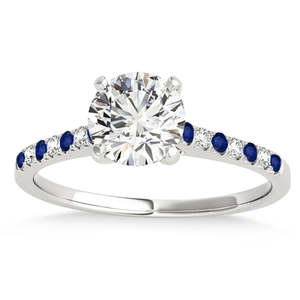 Anillo de Compromiso de Oro Blanco de 18K con Diamante y Zafiro Azul de 0.22ct para Novias - Product Image 2