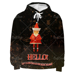 Vente en gros pas cher dernier style personnalisé de haute qualité cordon hommes sweats à capuche de noël 100% coton thermique sweats à capuche de noël - Product Image 6