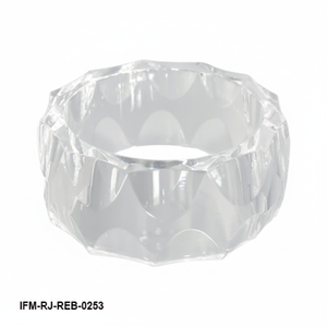 Brazalete de Resina Transparente con Facetas Anchas, Brazalete Geométrico Festoneado para Mujer - Product Image 3