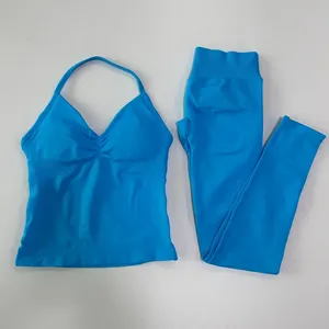 Conjuntos Deportivos de Gimnasio para Mujer, Personalizados, Acanalados, Sólidos, sin Costuras, para Yoga y Entrenamiento - Product Image 5