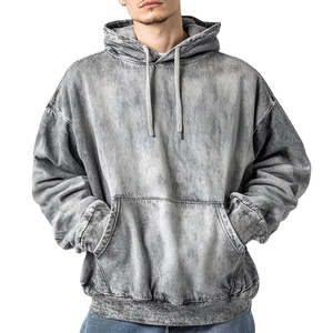 Sudadera con capucha de lavado ácido de punto GSM 400 de alta calidad para hombre 100% algodón de gran tamaño ajuste largo invierno High Street Style2026 - Product Image 4