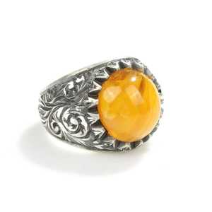 <b>925</b> Sterling <b>Silver</b> Men's <b>Ring</b> with Turquoise Round Stone Bezel Setting Rhodium Plating Fine Jewelry for Everyday Wear - Product Image 3