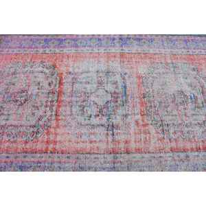 Vintage Rug, 4.3x11.1 ft <b>Runner</b> Rug, <b>Red</b> Floral Wool Turkish Rug - Product Image 5
