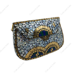 Bolso de Mano Tipo Clutch con Mosaico de Nácar Hecho a Mano para Mujer, para Fiestas Nocturnas, Bodas, Diseño de Lujo, Estuche Rígido - Product Image 4