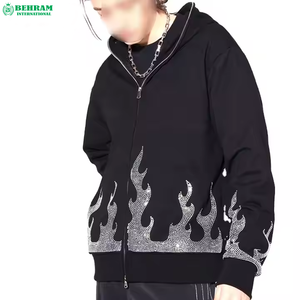 Sweat à capuche personnalisé avec logo, fermeture éclair intégrale, impression sérigraphiée en relief, en molleton/éponge française, respirant, séchage rapide, sans cordon, épaules tombantes - Product Image 4