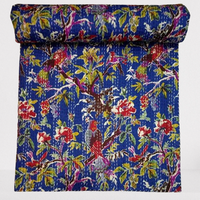 Lot en gros de couvertures Kantha indiennes vintage faites à la main, réversibles, avec broderies florales, en coton, style bohème, pour lit double