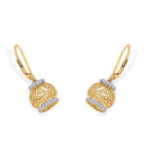 Pendientes Jhumka Whirl Bloom de Oro y Diamantes - Product Image 3