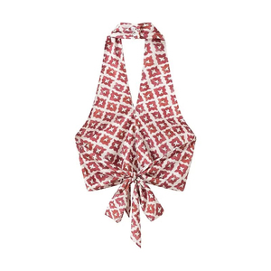 เซ็ตกระโปรงคล้องคอสำหรับฤดูร้อนชุดกันไฟฟ้าสถิตย์ทรงหลวมเอวธรรมชาติสไตล์หวานมีเชือกแขวนคอ - Product Image 3