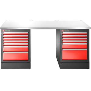 Banc de travail haut Facom avec 13 tiroirs, armoire à outils en acier inoxydable - Product Image 1