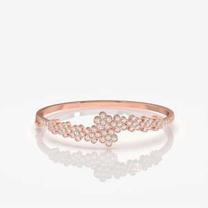 Brazalete de Oro de 9K con Diamante Moissanite de Corte Redondo, Elegantes Brazaletes de Moissanite para Mujer - Product Image 4