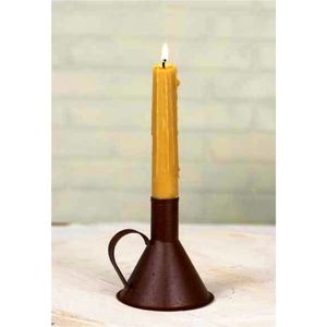 Bougeoir en métal primitif en gros, bougeoir vintage en forme d'entonnoir en fer avec boucle pour le doigt, décoration de maison de style campagnard - Product Image 1