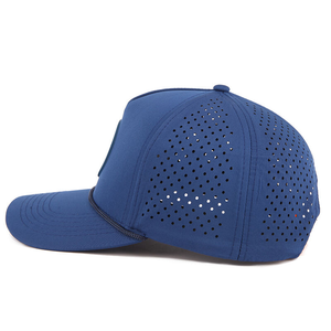 VN Casquette de golf à 5 panneaux personnalisée en usine Logo découpé au laser 100% Polyester Casquette de baseball étanche en caoutchouc PVC Patch intérieur en plastique - Product Image 3